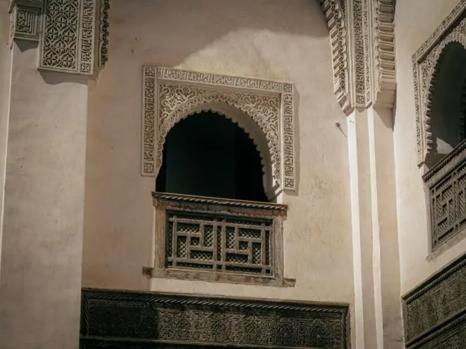 The carved limestone Mshatta Facade displayed in the Museum of Islamic Art wing
