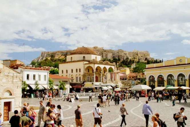 Pedestrian pathway leading from the Acropolis toward Philopappos Hill