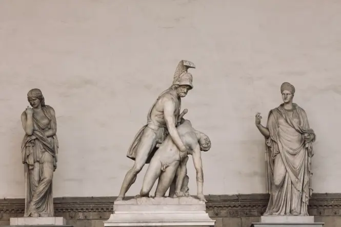 Renaissance statues under the arches of Loggia dei Lanzi