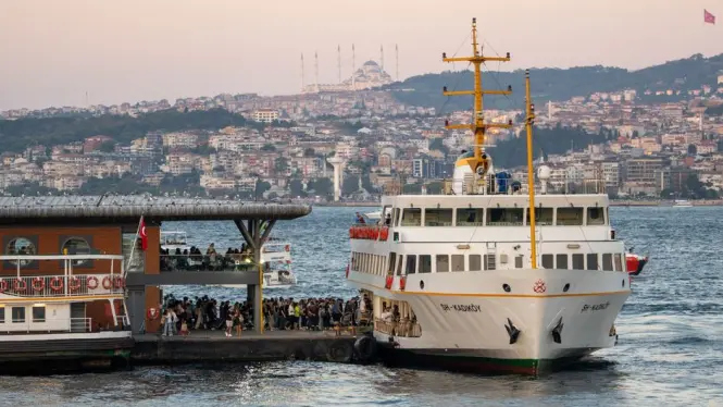 Ferry pier at Eyup near the base of Pierre Loti Hill in Istanbul