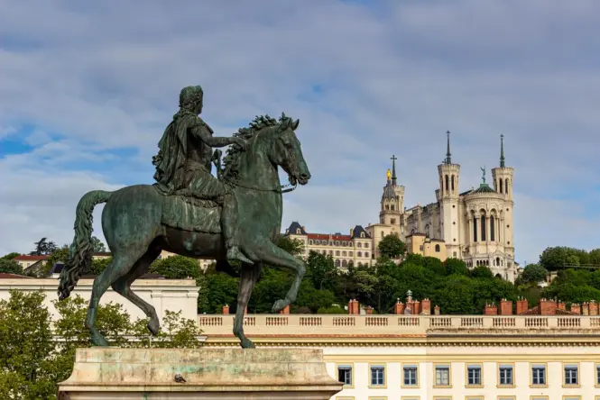 Louis XIV equestrian statue at Bellecour