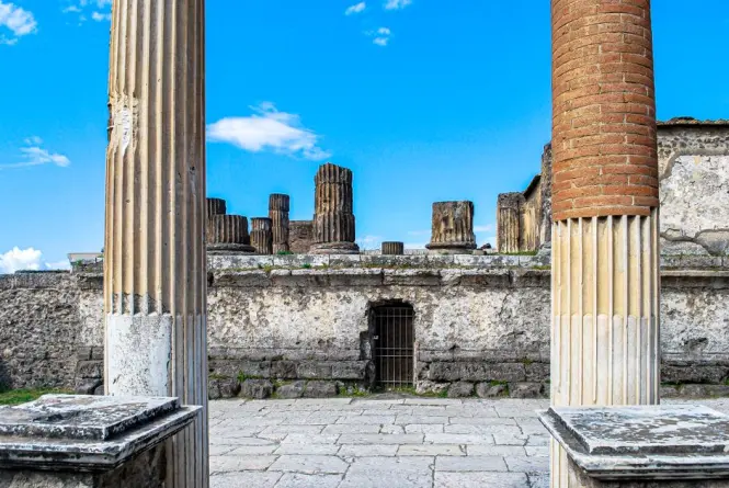 The historic entrance gates of Porta Marina at Pompeii