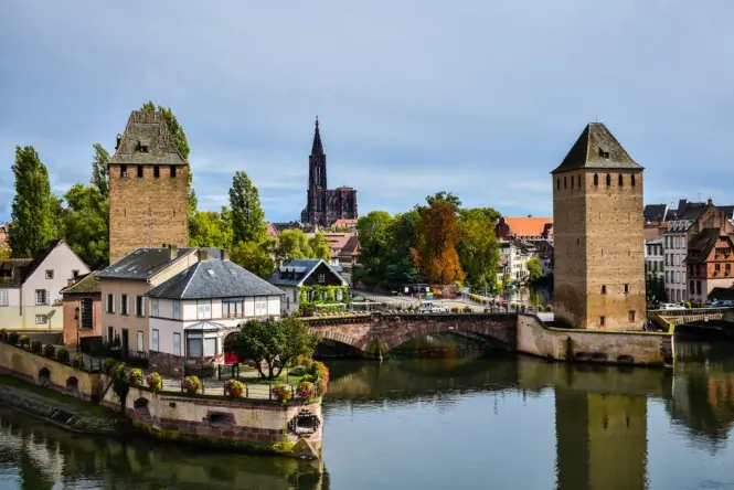 Historic bridge at Ponts Couverts Strasbourg