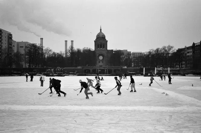 Winter ice rink and market stalls near Potsdamer Platz