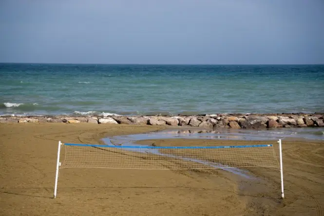 Beach volleyball courts near Plage Borella at Prado Beach