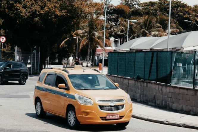Street in Urca near Praia Vermelha with taxis and local traffic
