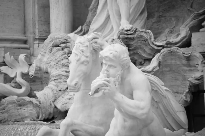One of the corner marble fountains representing a season at Quattro Canti