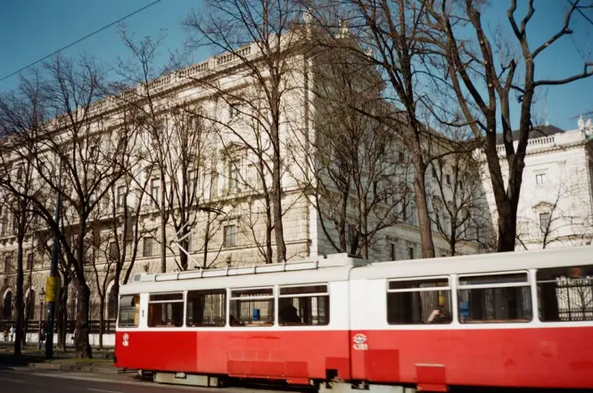 Tram traveling along the Ringstrasse route in Vienna