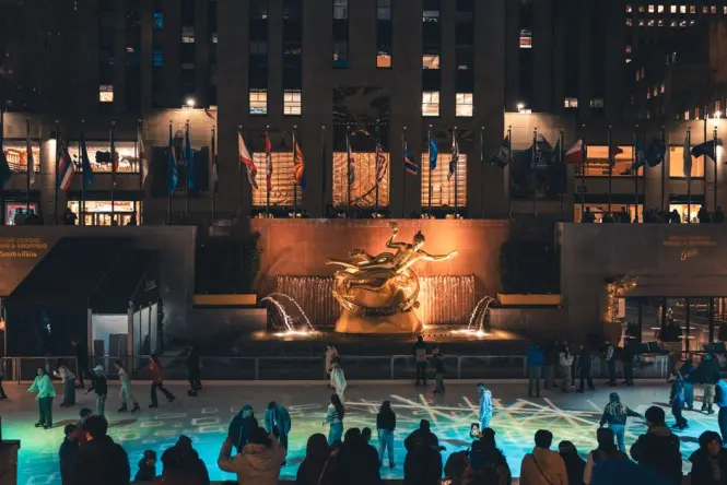 Skaters at the Rockefeller Center ice rink