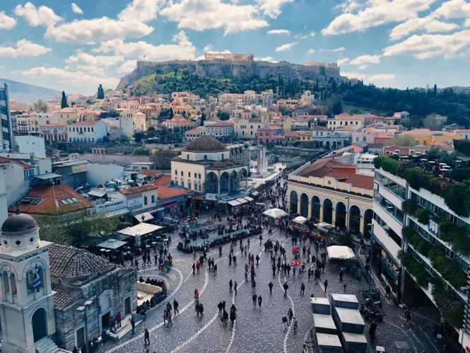 Pedestrian street near Monastiraki leading toward the Roman Agora