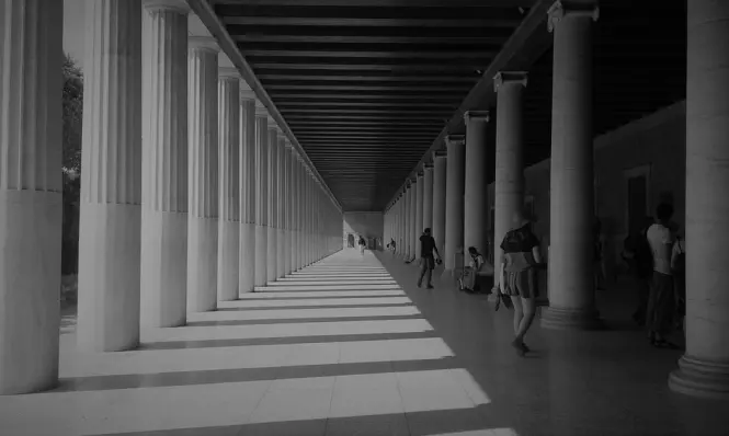The reconstructed Stoa of Attalos at the Ancient Agora in Athens
