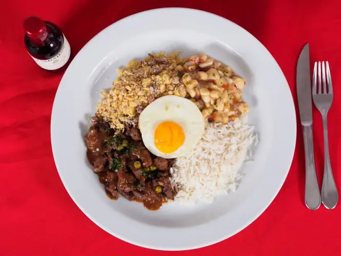 Traditional feijoada dish served at a Santa Teresa restaurant