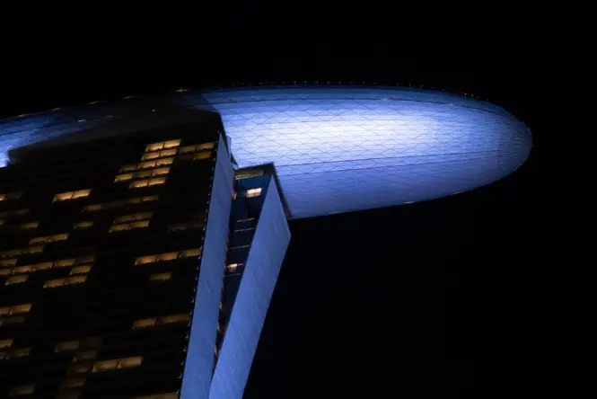Marina Bay Sands SkyPark rooftop with infinity pool overlooking the city