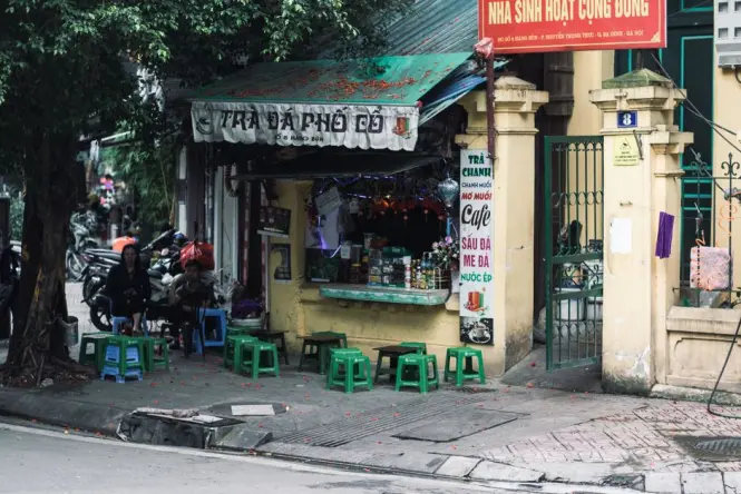 Street cafe near Nha Chung Street serving egg coffee close to St. Joseph's Cathedral