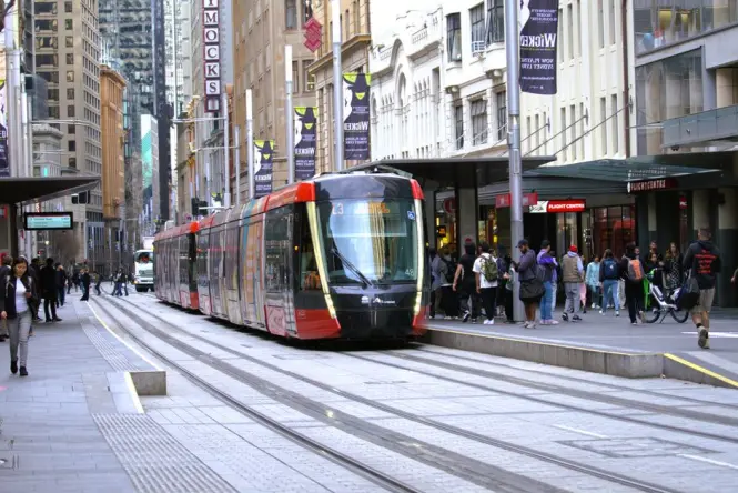 Sydney Light Rail tram stop near Pyrmont Fish Market