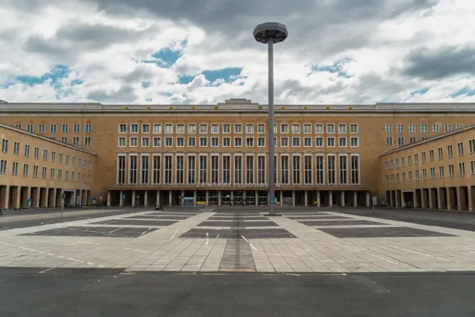 Entrance gate near Tempelhofer Damm leading to the old terminal building