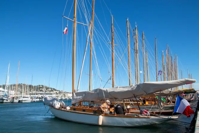 Early morning view of fishing boats at the Cannes old port
