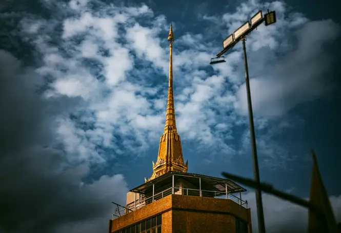 Golden Mount chedi at sunset from Wat Saket Bangkok