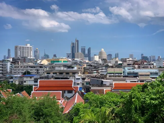Panoramic view over Bangkok from Wat Saket Golden Mount