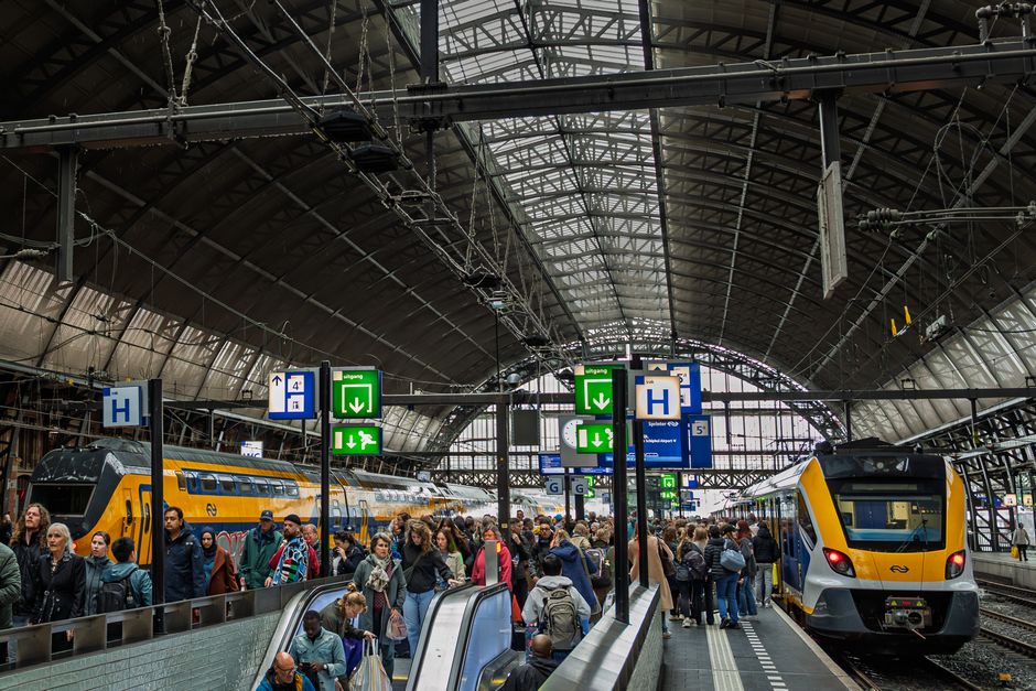 Amsterdam Centraal station with trains