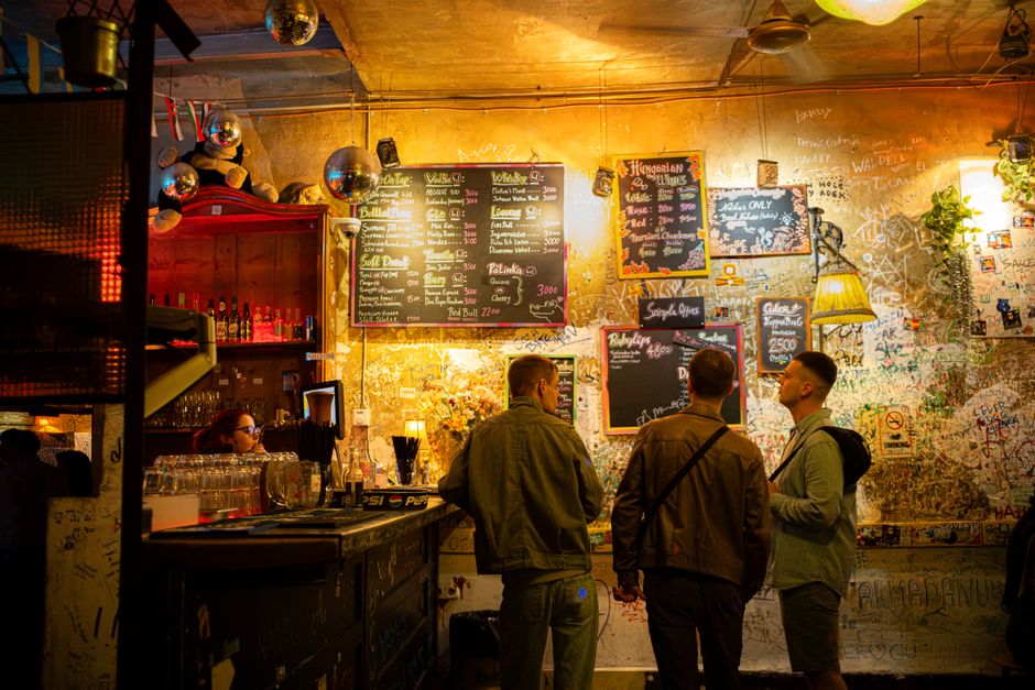 Eclectic interior of a ruin bar in Budapest