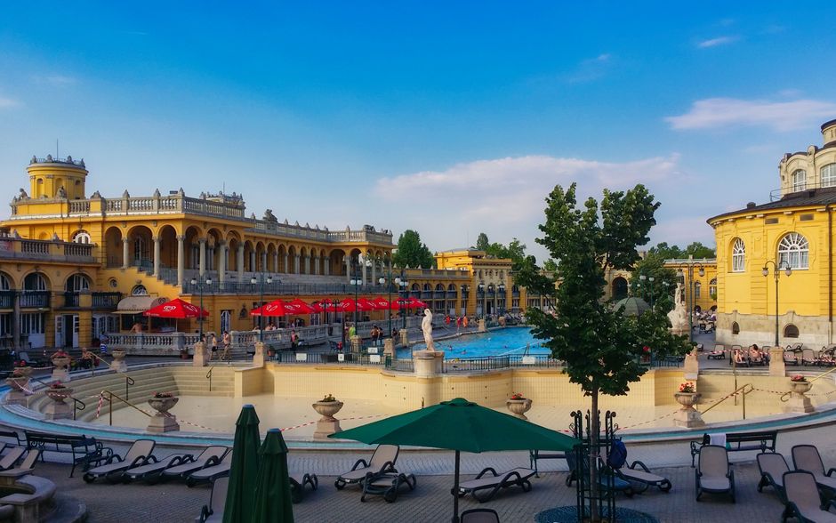 Outdoor pools at Széchenyi Thermal Bath in Budapest