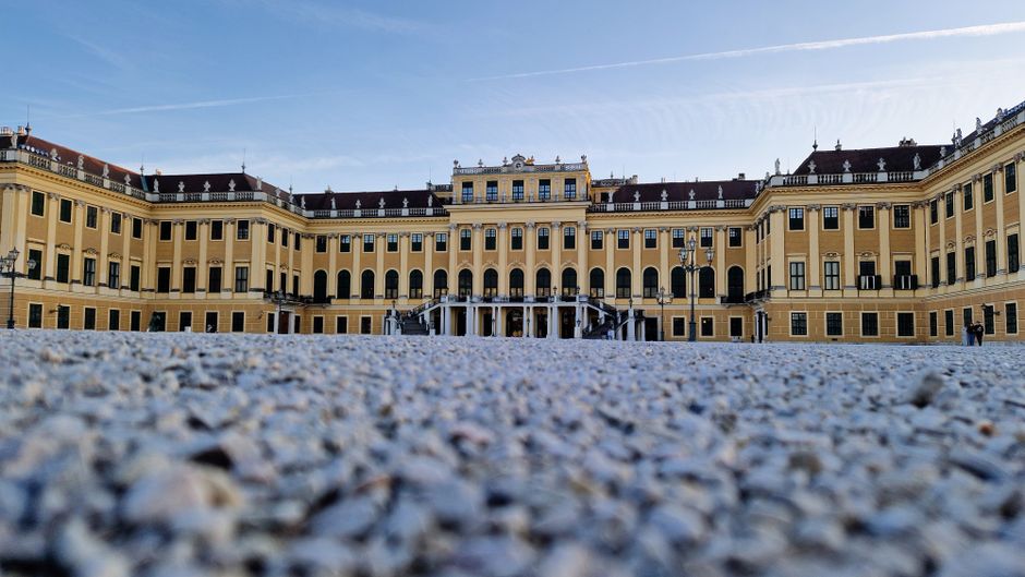Yellow façade of Schönbrunn Palace in Vienna