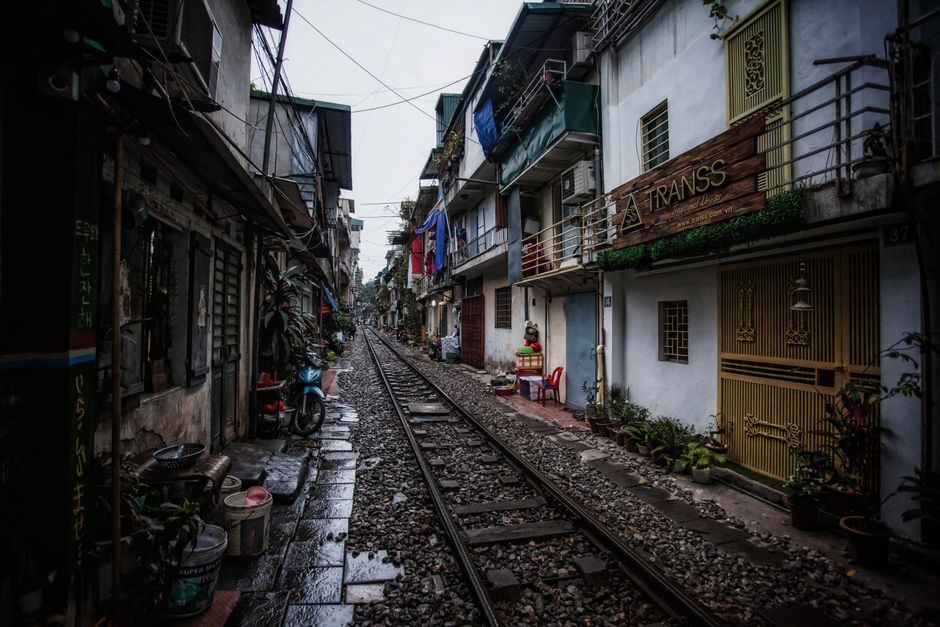 Railway running through Hanoi Train Street