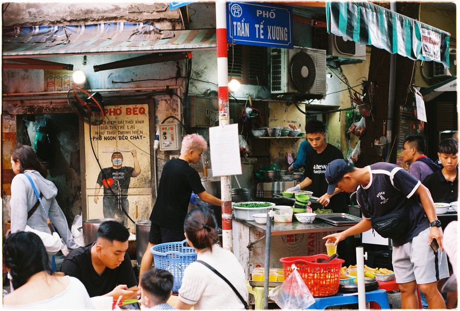 Street-side pho stall in Hanoi