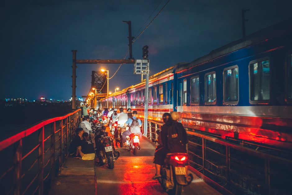 Evening scene near Hanoi Train Street