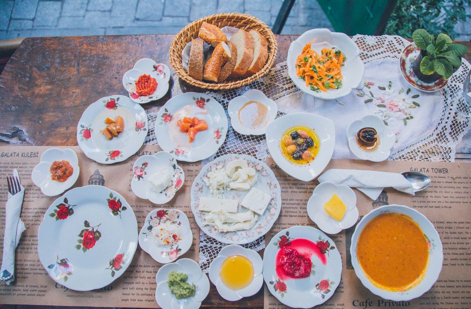 Traditional Turkish breakfast spread in Istanbul