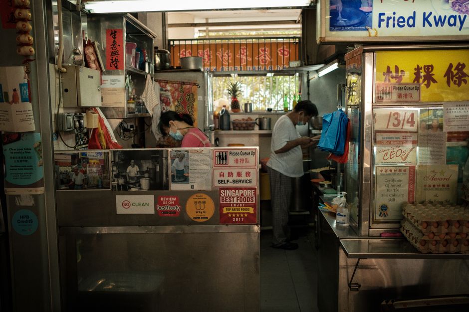 Local dishes at a Singapore hawker centre