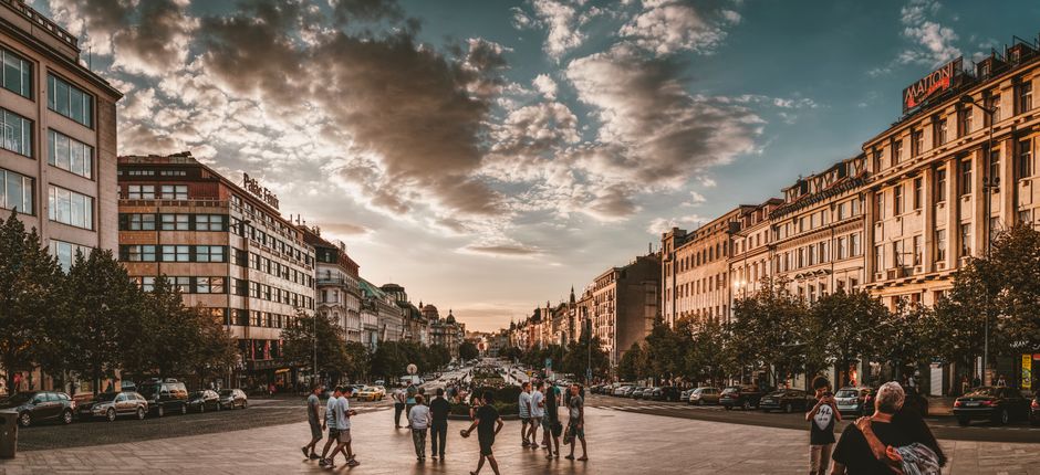 Old Town Square at golden hour