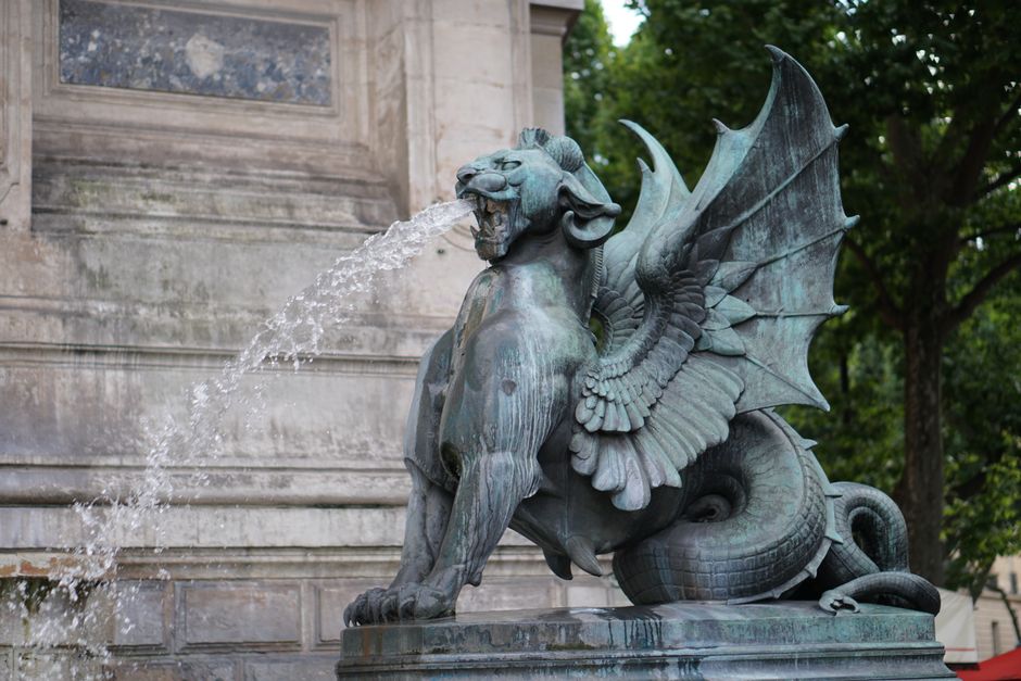 Lion of Belfort monument at Denfert-Rochereau near the Catacombs