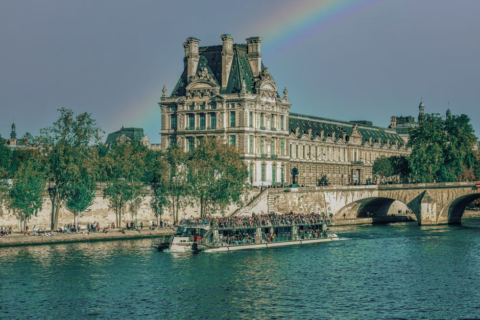 Louvre waterfront from a Seine cruise boat
