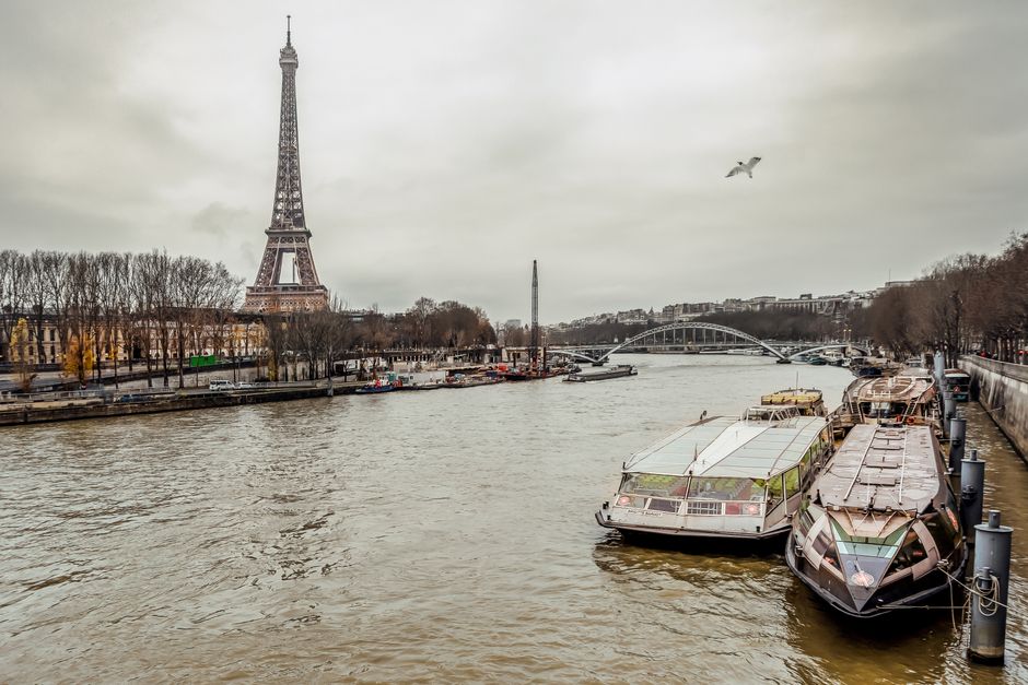 Eiffel Tower sparkle seen from a Seine boat