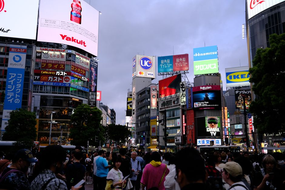 Shibuya Crossing at golden hour