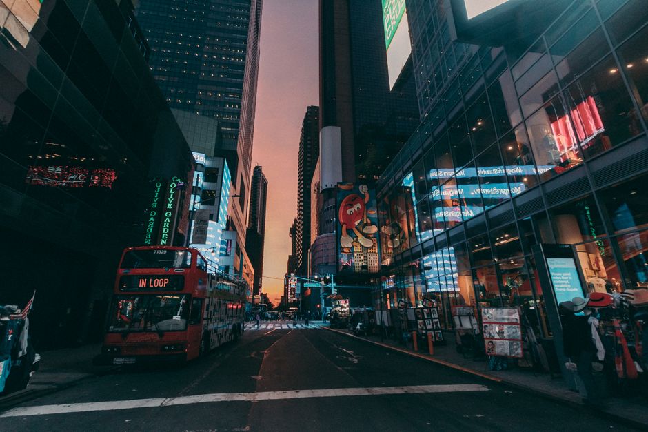 Times Square at golden hour