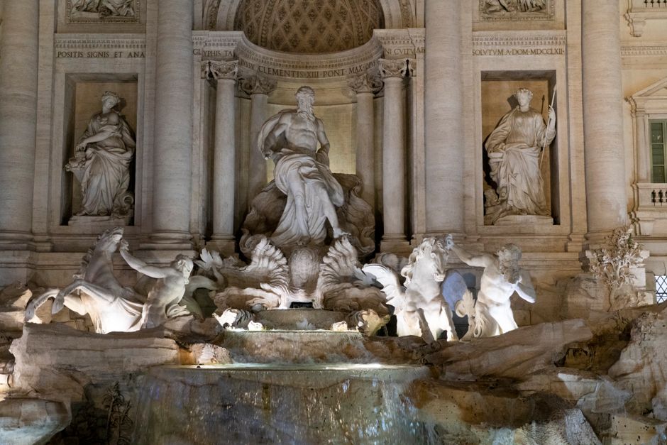Trevi Fountain at golden hour